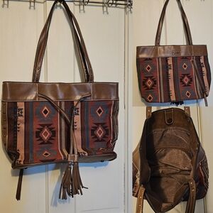 Brown Patterned Tote Bag